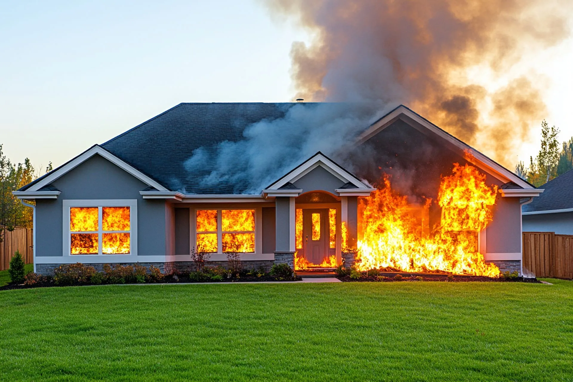 A home is burning to the ground